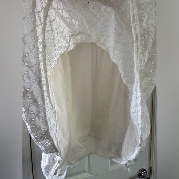 Zara White Eyelet Women’s Dress Size Medium M Babydoll Mini - Picture 4 of 5